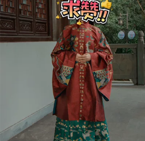 s/m码 池夏 山海:风华引明制立领长袄马...