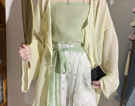 半甜原创汉服女改良灯笼裤圆领衫刺绣日常通勤...