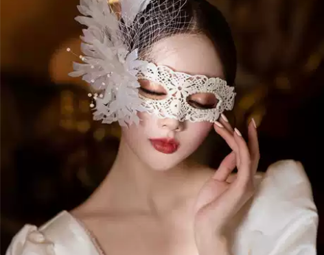 唯美蕾丝面具生日宴会派对羽毛性感女神时尚单...