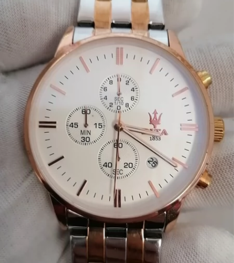 迪塔多功能计时石英男表，整体材质合金，蓝宝...