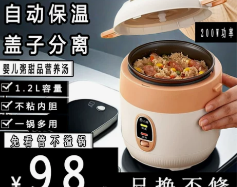 110V伏迷你电饭煲蒸煮家用多功能1-2人...