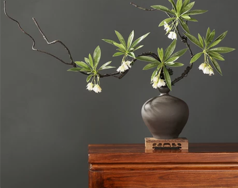 侘寂风中式陶瓷花瓶摆件枯藤假花客厅玄关酒店...