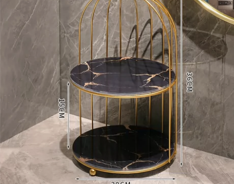 精致化妆台收纳摆件 鸟笼形状置物架 铁艺防...