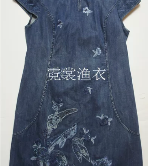 渔牌牛仔旗袍，S号，仅试穿，99新，新中式...