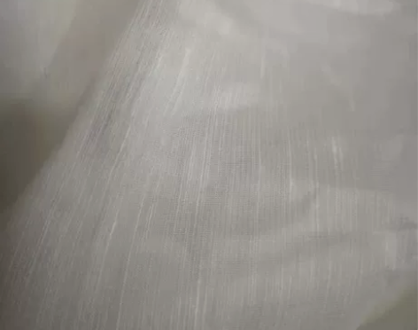 高端品牌蚕丝亚麻米白色服装设计面料手感柔软...