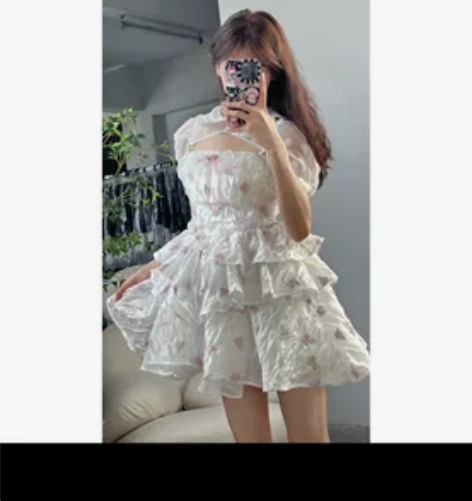 小小仟 粉黑繁星蕾丝花边缎带蝴蝶结白色天鹅...