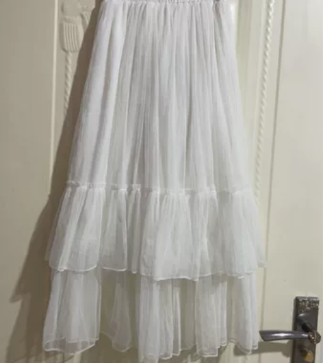 白色半身裙网纱蛋糕裙 两层网纱加一层内衬腰...