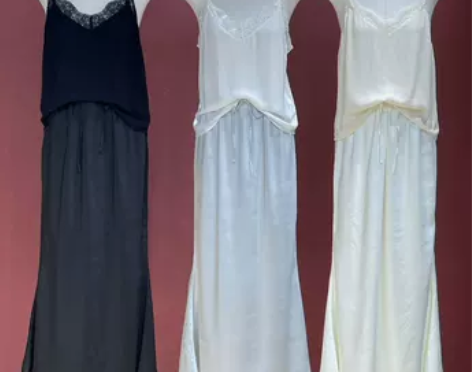 法式气质松弛感 抽绳式缎面鱼尾包臀裙  高...