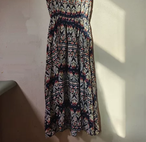 波西米亚圆领长款沙滩连衣裙，均码，很好看的...