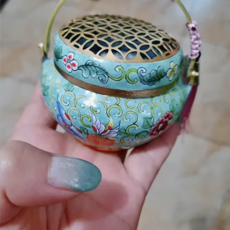 自用闲置紫铜胎体香炉手炉，闲置出售，可焚香...