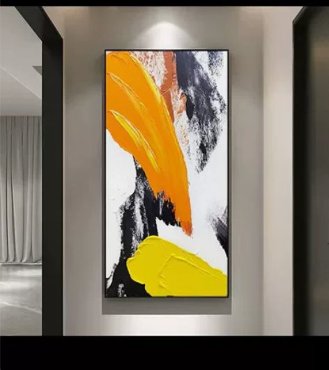 纯手绘油画客厅肌理抽象画玄关过道装饰画餐厅...