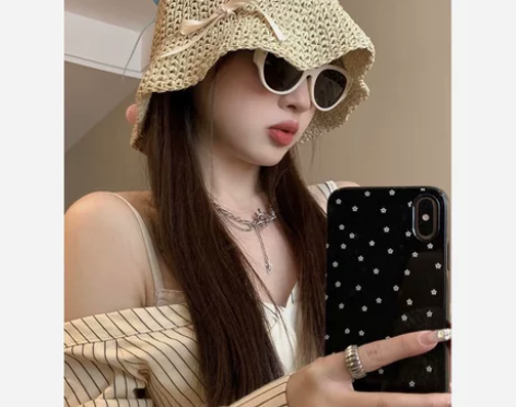 海边旅游花朵草帽小清新草编帽沙滩太阳帽夏季...