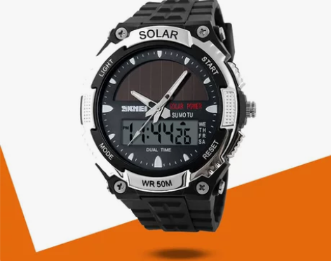 时刻美正品锂电池太阳能充电电子表户外运动学...