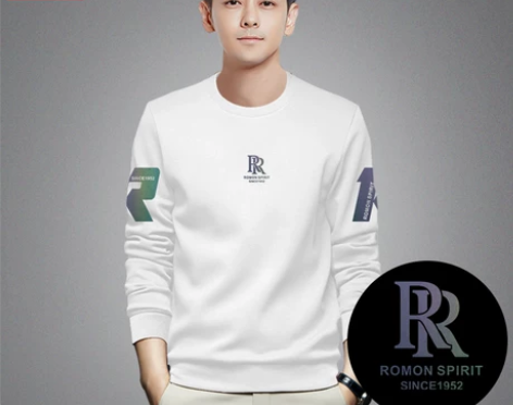 罗蒙男士白色卫衣2024秋冬季长袖官方品牌...