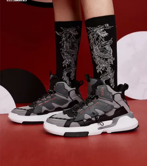 全新特步功夫系列高帮板鞋男鞋 新潮百搭休闲...