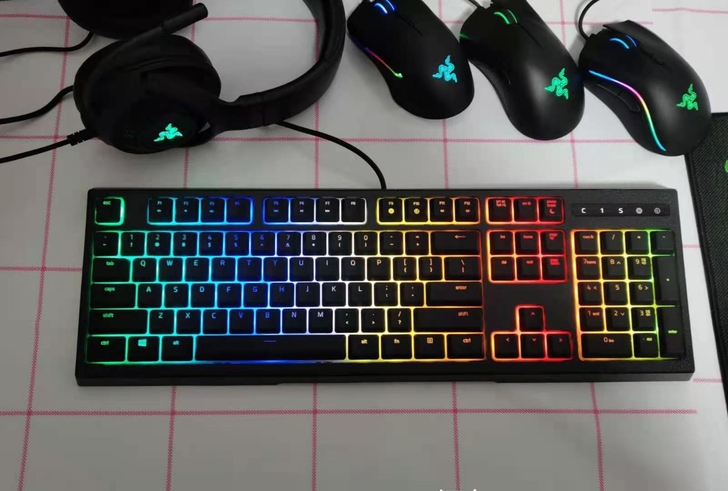 雷蛇雨林狼蛛RGB幻彩版轻机械键盘电脑游戏...
