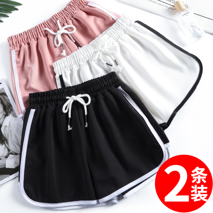 2021新款黑色休闲运动短裤女夏宽松高腰显...