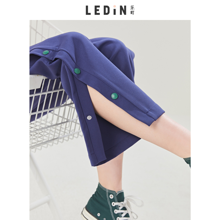 乐町坠感阔腿裤女裤2019秋装新款女休闲裤...