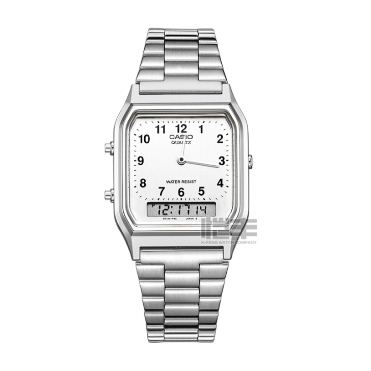 卡西欧复古小方表Casio手表男复古金色方...