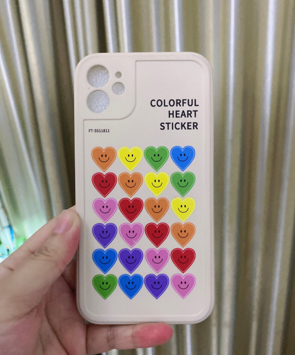 苹果11手机正常屏的手机壳，绿色笑脸清新，...
