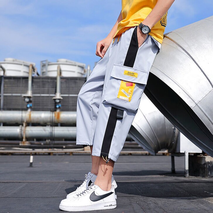 夏季男士工装七分裤子韩版潮流宽松短裤休闲运...