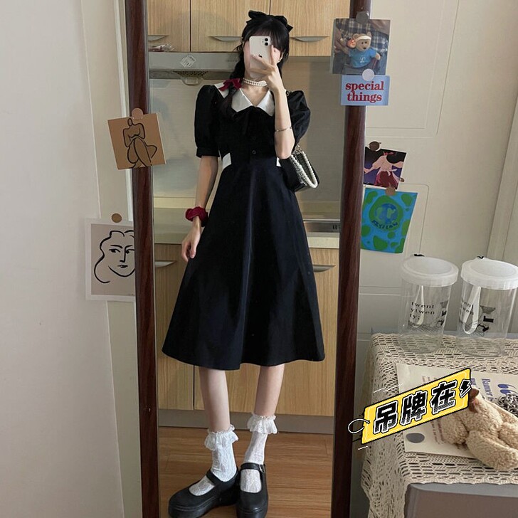 小雏菊碎花连衣裙夏季新款桔梗法式初恋裙中长...