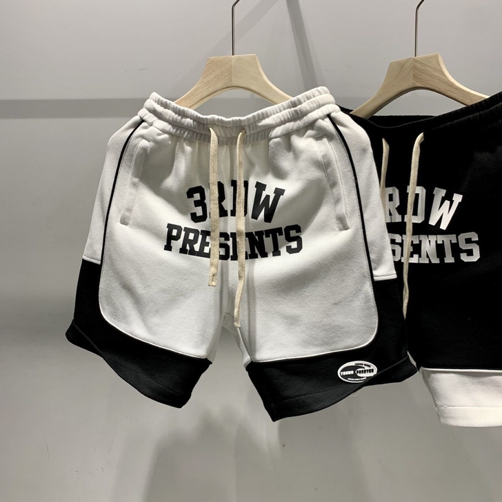 工厂直销:潮牌字母印花中裤夏季质感男个性美...