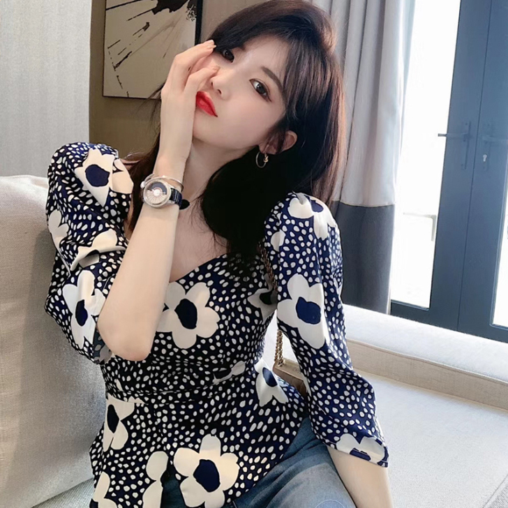 BIGKING大金家碎花连衣裙女夏收腰显瘦...