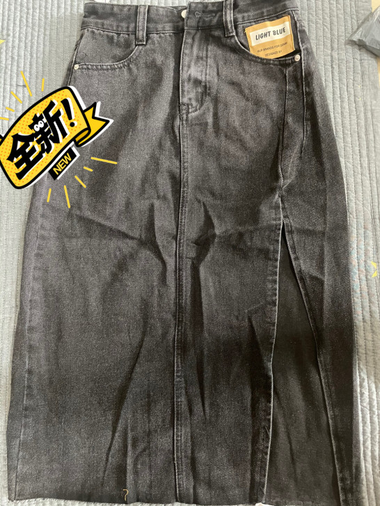 全新黑色S码牛仔裙2021新款夏季网红过膝...