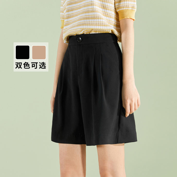 衣品天成短裤女宽松直筒2021新款夏季纯色...