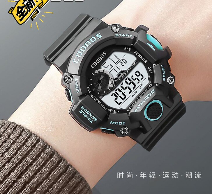 手表男学生韩版青少年运动闹钟男孩防水多功能...