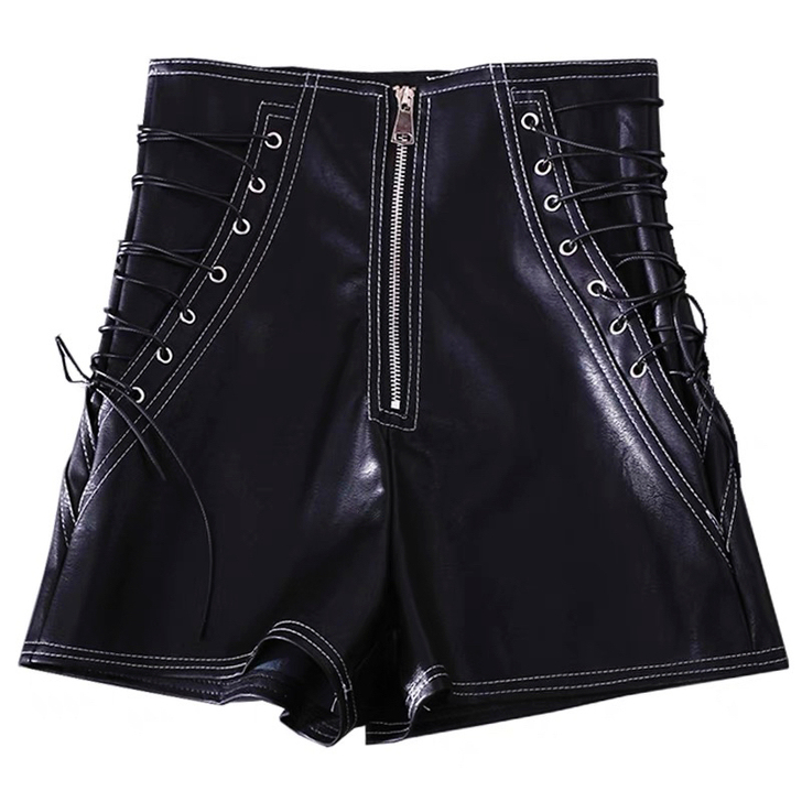 设计感高腰短裤女新款式显瘦系带绑带修身阔腿...