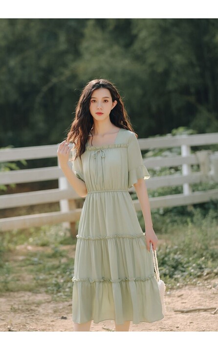 2020新款温柔风收腰法式初恋长裙仙女超仙...