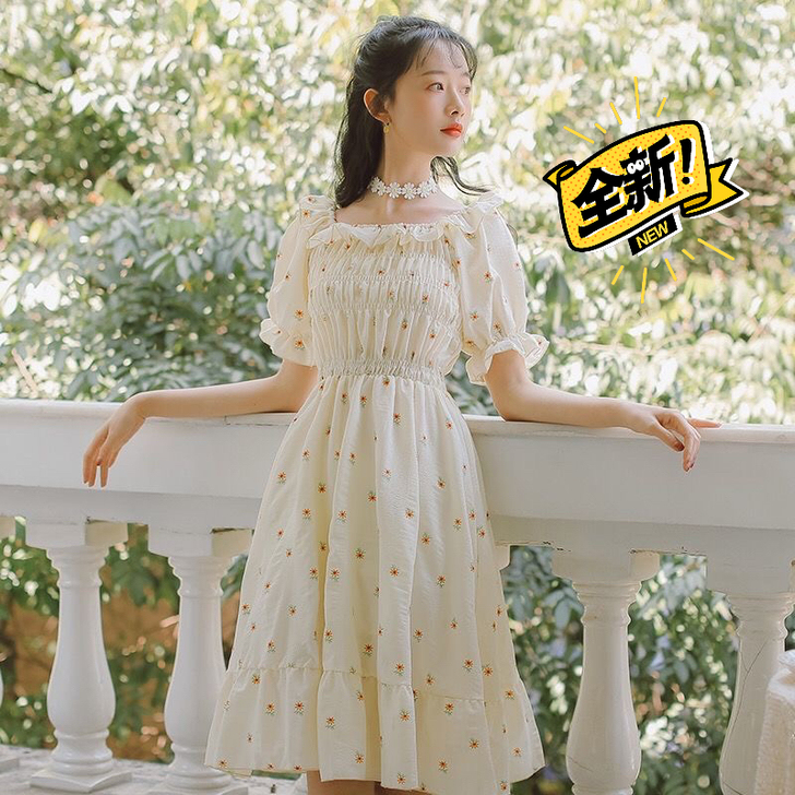 2021夏季新款小个子连衣裙茶歇法式仙女裙...