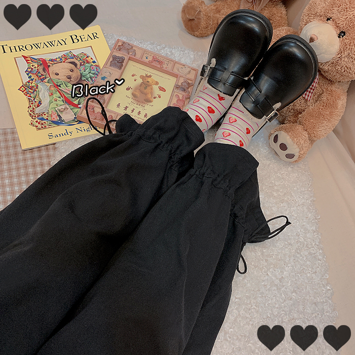 ins日系少女花边裤百搭纯色学院复古松紧腰...