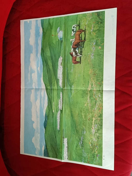 语文挂图，草原一，78厘米乘53厘米，品相...