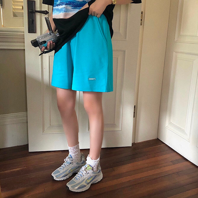 休闲简约短裤2021夏季新款高腰直筒运动五...
