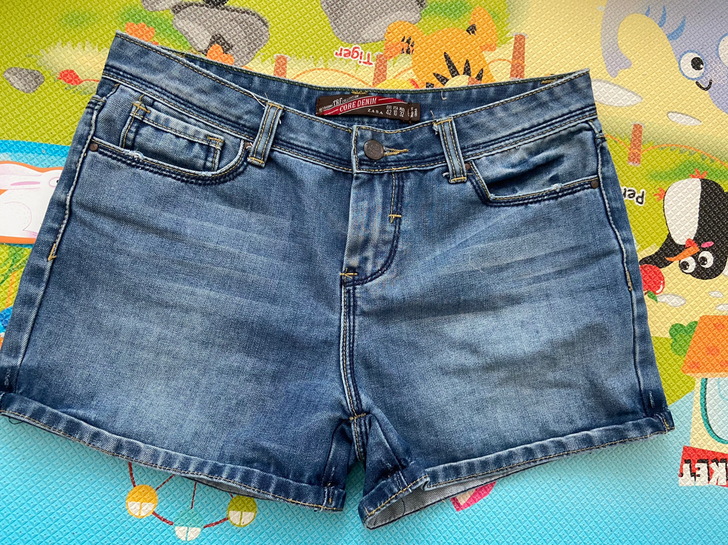 夏季纯棉牛仔短裤热裤破洞复古，腰76，臀围...