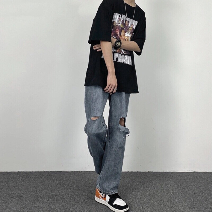 FOG风格复古高街破洞牛仔裤男潮牌个性IN...