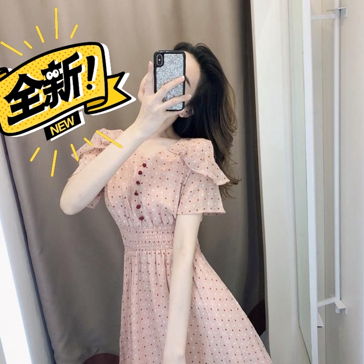 商场撤柜超仙森系连衣裙女夏2021新款雪纺...