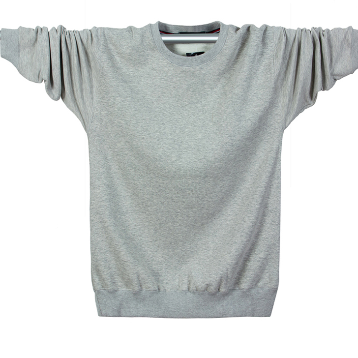 秋冬加绒加厚男士纯色套头卫衣纯棉长袖T恤保...