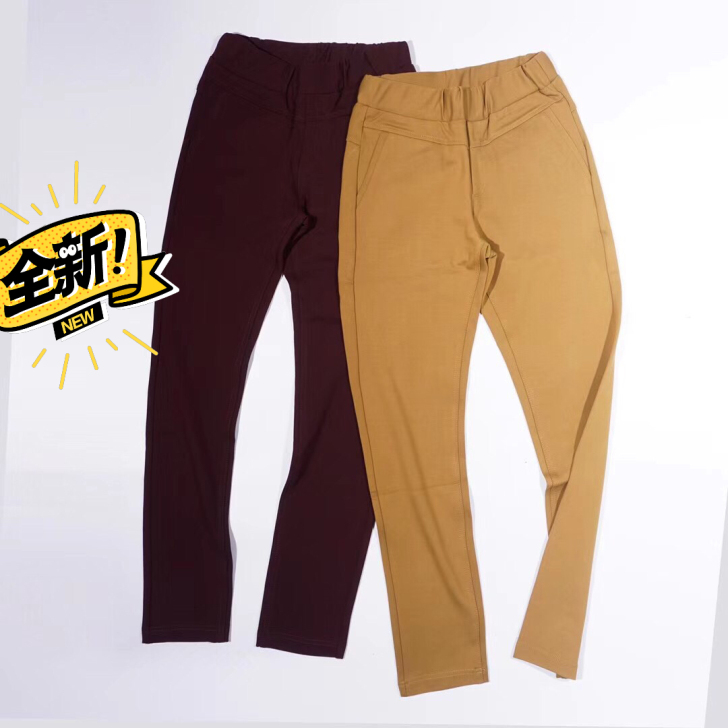 女式显瘦修身弹力休闲裤只有M码颜色酒红,黄...