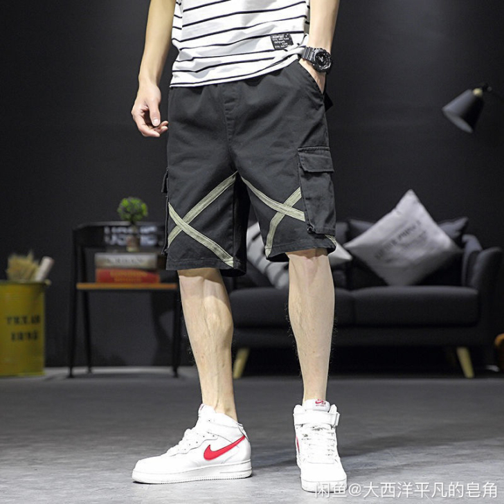 工装短裤男夏季韩版潮流宽松学生五分裤男生潮...