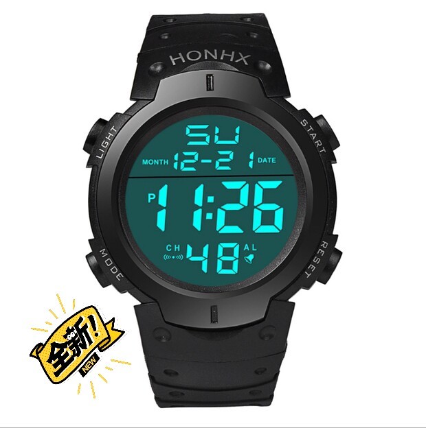 电子手表男出口品质大表盘数显夜光防水运动款...