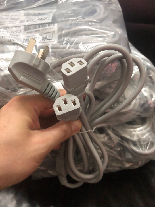 广线纯铜一拖二机箱电源线一分二品字三孔台式...