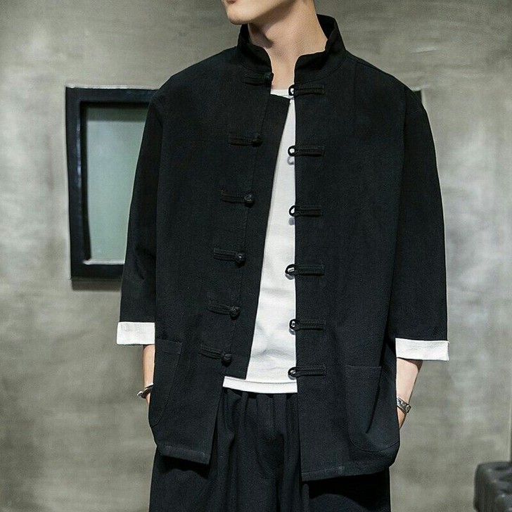 中国风男士外套潮流唐装男夏季薄款汉服休闲宽...