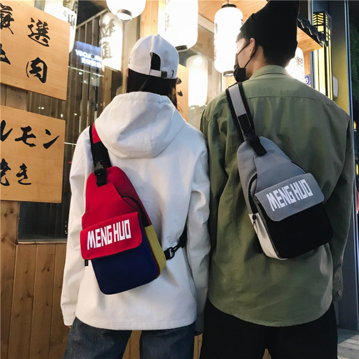 日系ins超火包男潮牌夏季男士斜肩包女胸包...
