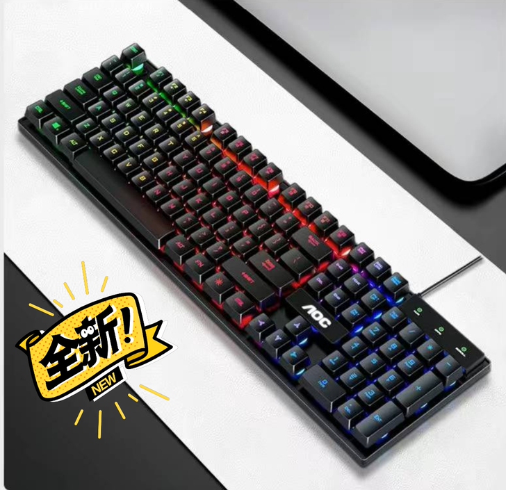 AOC机械手感键盘电脑台式笔记本通用有线U...