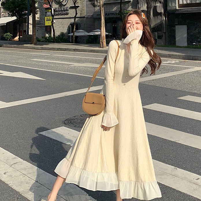气质连衣裙女秋冬2020新款法式小众收腰裙...