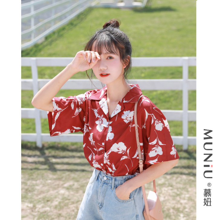 雪纺上衣女设计感小众2021夏季新款短袖碎...